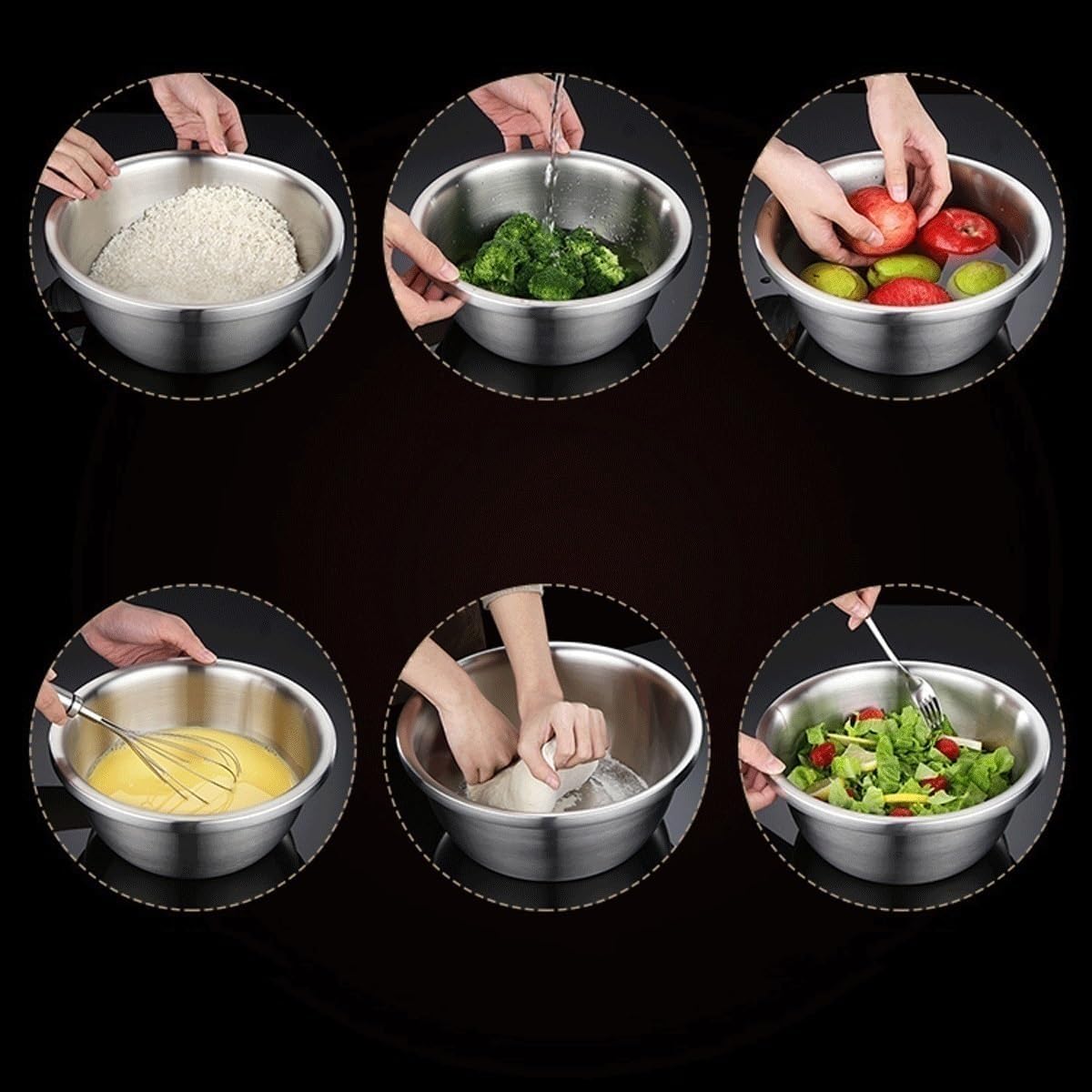 ZXGYFD ミキシングボウル、ポット、ボウル4ピースセット、ステンレス鋼