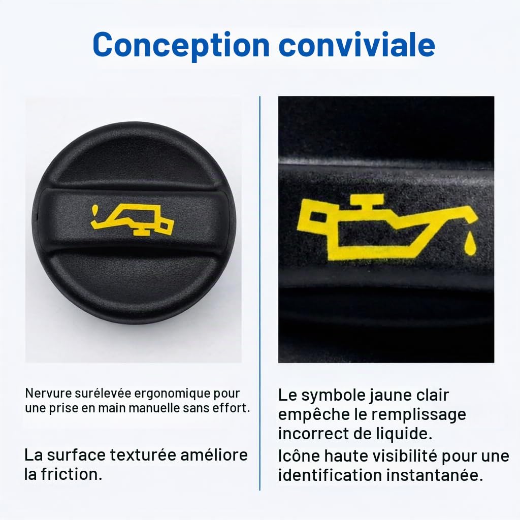 Bouchon Huile Moteur Pour Peugeot,Citroën Remplace OEM 670015080 9675477380 | ABS robuste, pour Peugeot 208 308 508 2008 3008 & Citroën C2 C3 C4, Installation facile, Compatible Peugeot & Citroën