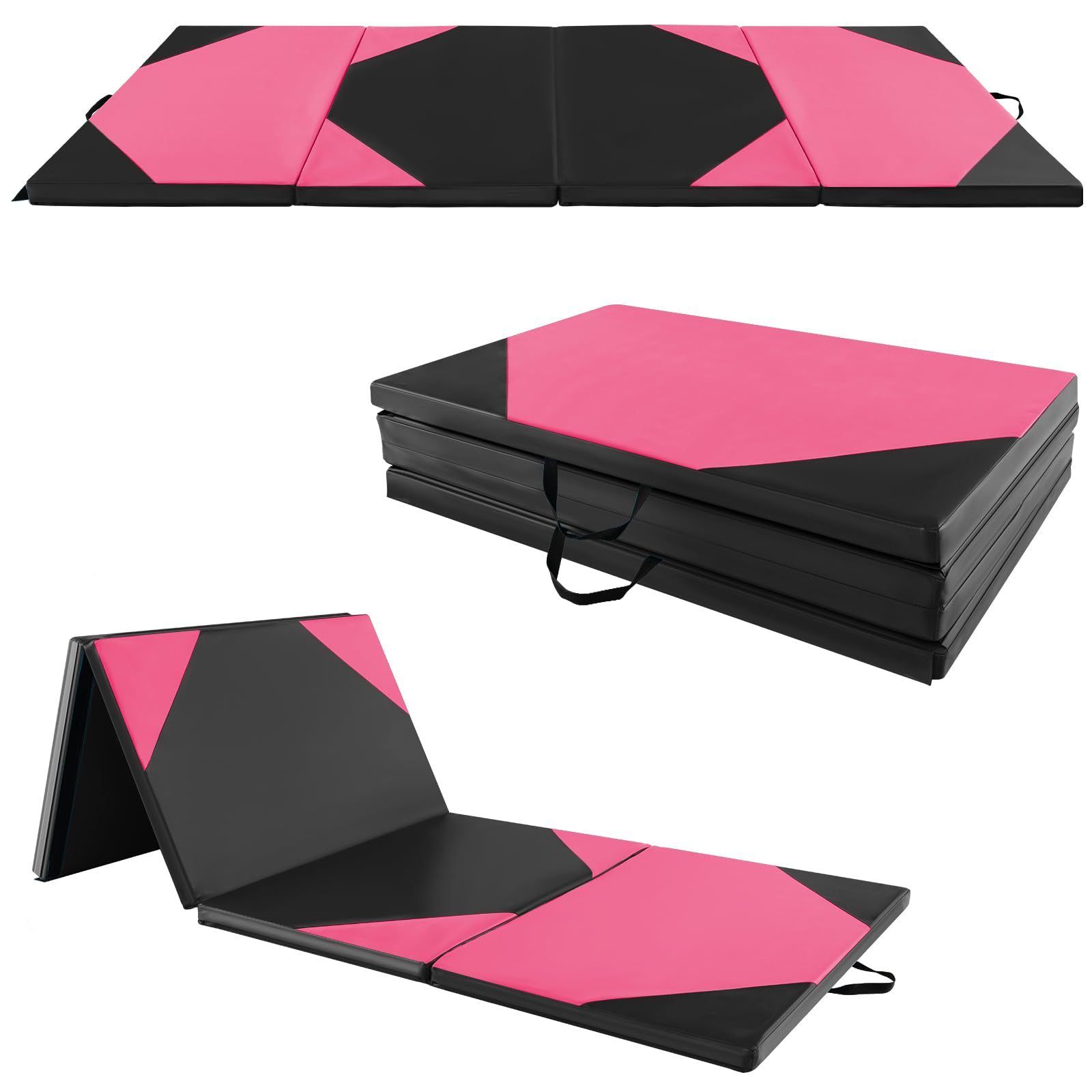 COSTWAY 300 x 120 cm, składana, miękka mata podłogowa o grubości 5 cm, mata sportowa z zapięciem na rzepy i uchwytami do noszenia, mata gimnastyczna do domu, skóra PU, mata treningowa, mata do jogi