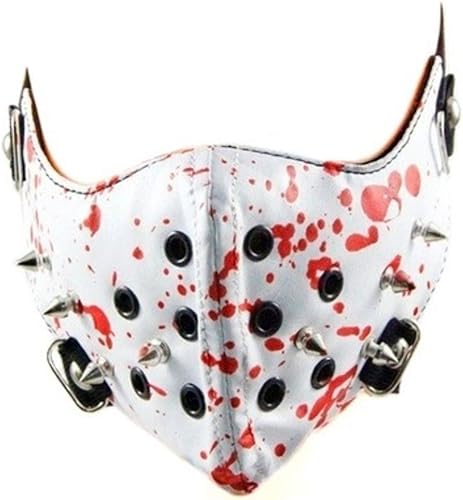 EDMISU - Máscara de cuero steampunk con tachuelas de metal, máscara de media cara para hombre, Airsoft, viento, remaches punk, máscara de cuero negro