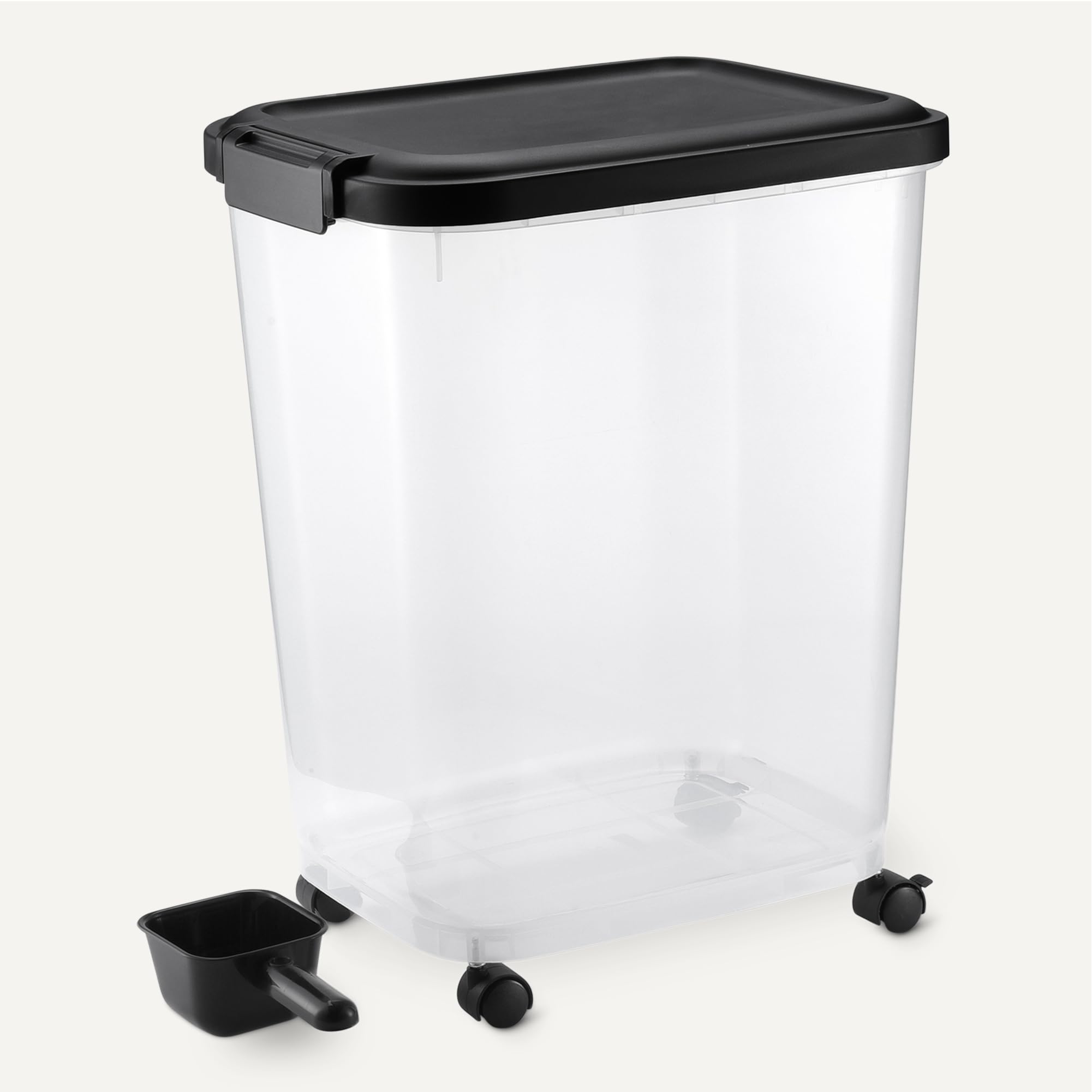 Amazon Basics Pojemnik na karmę dla zwierząt 15,8kg, przezroczysty i czarny