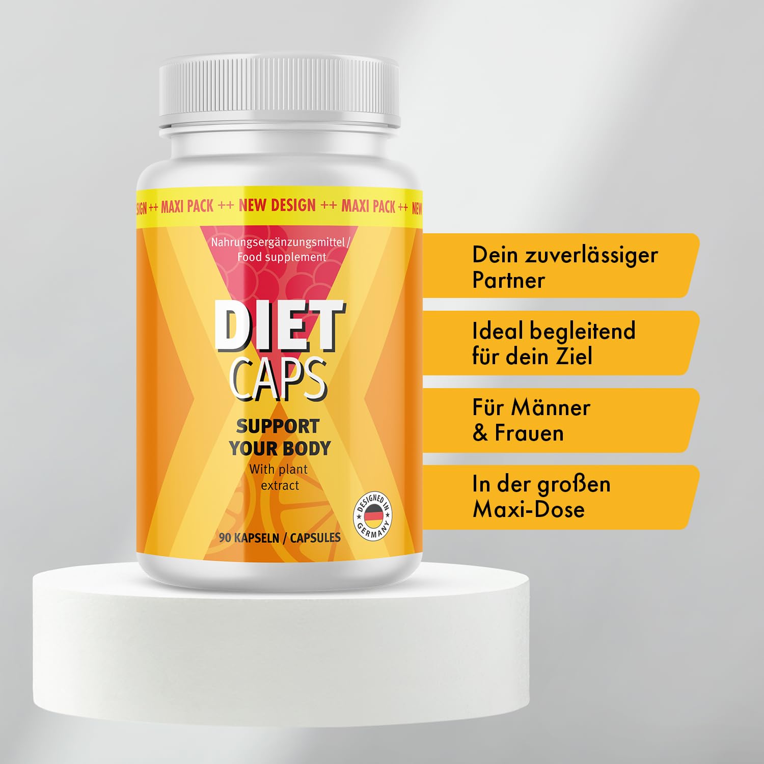 Diet Caps - für Frauen & Männer - mit wertvollen Inhaltsstoffen wie Garcinia Cambogia - 90 Kapseln 1x