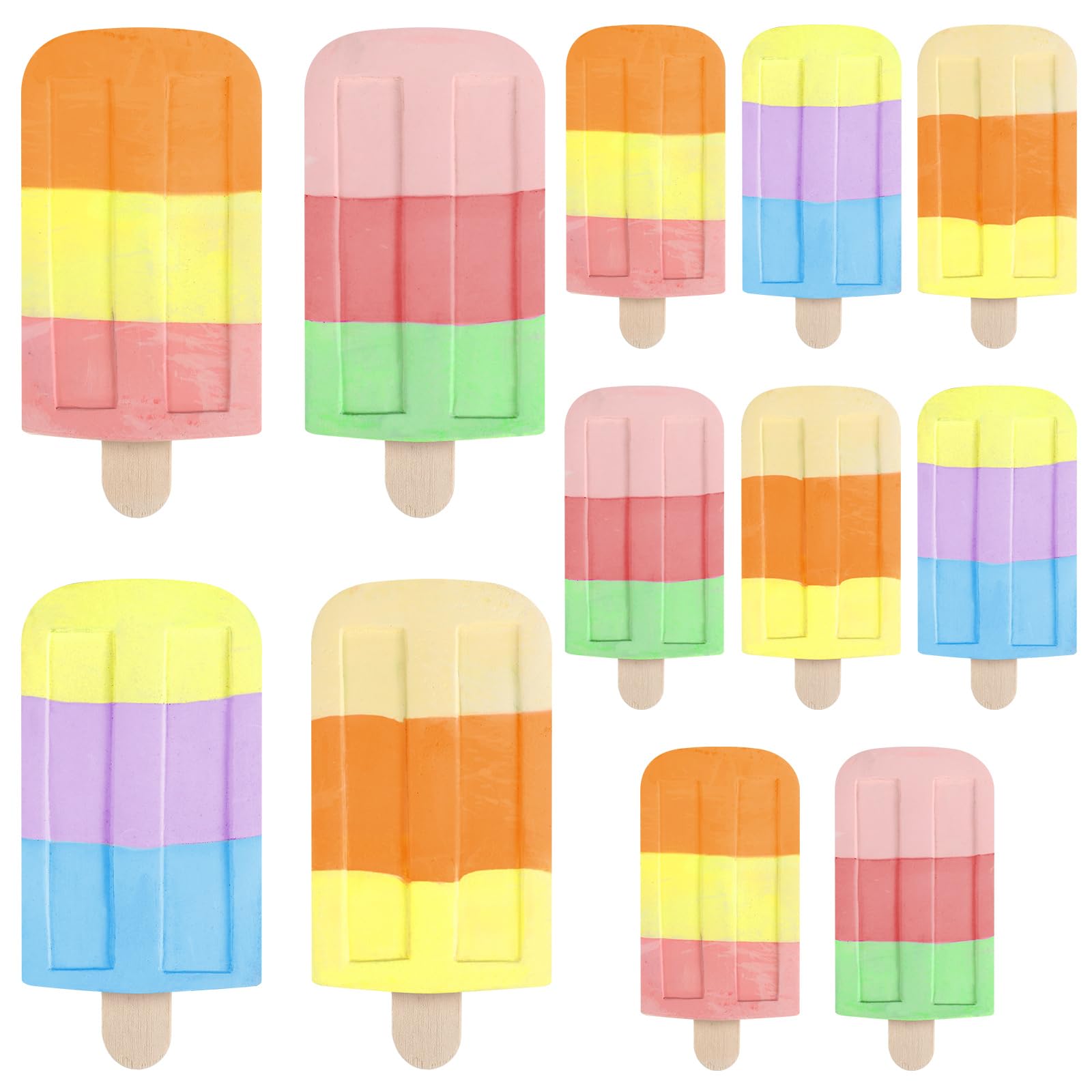 Humyoun 12 Pcs Ice Cream Sidewalk Chalk Bulk Washable Multicolor Sidewalk Chalk Paint Party Favors for Kids Adults Fun Summer Playground Outdoor