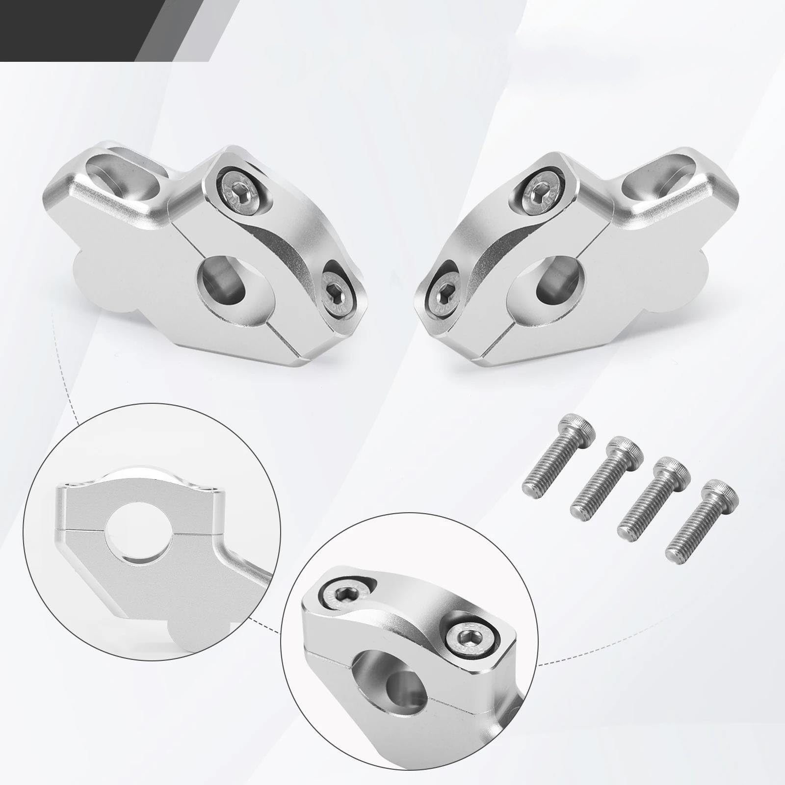pontet de Guidon Réhausseur De Guidon Moto 28 Mm pour Suzuki Bandit GSF250 400 600 650 750 1200 1250, Adaptateur Fixation pour Pinces Moto Riser Rehausseurs(Argent)