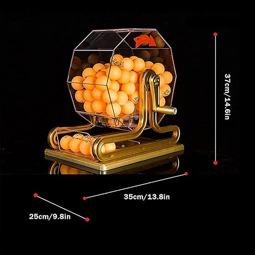 Miniatura 4 de Máquina manual de lotería, selector de números de bola de manivela, incluye jaula de bingo de acrílico, bola de 100 piezas, juego de bingo de