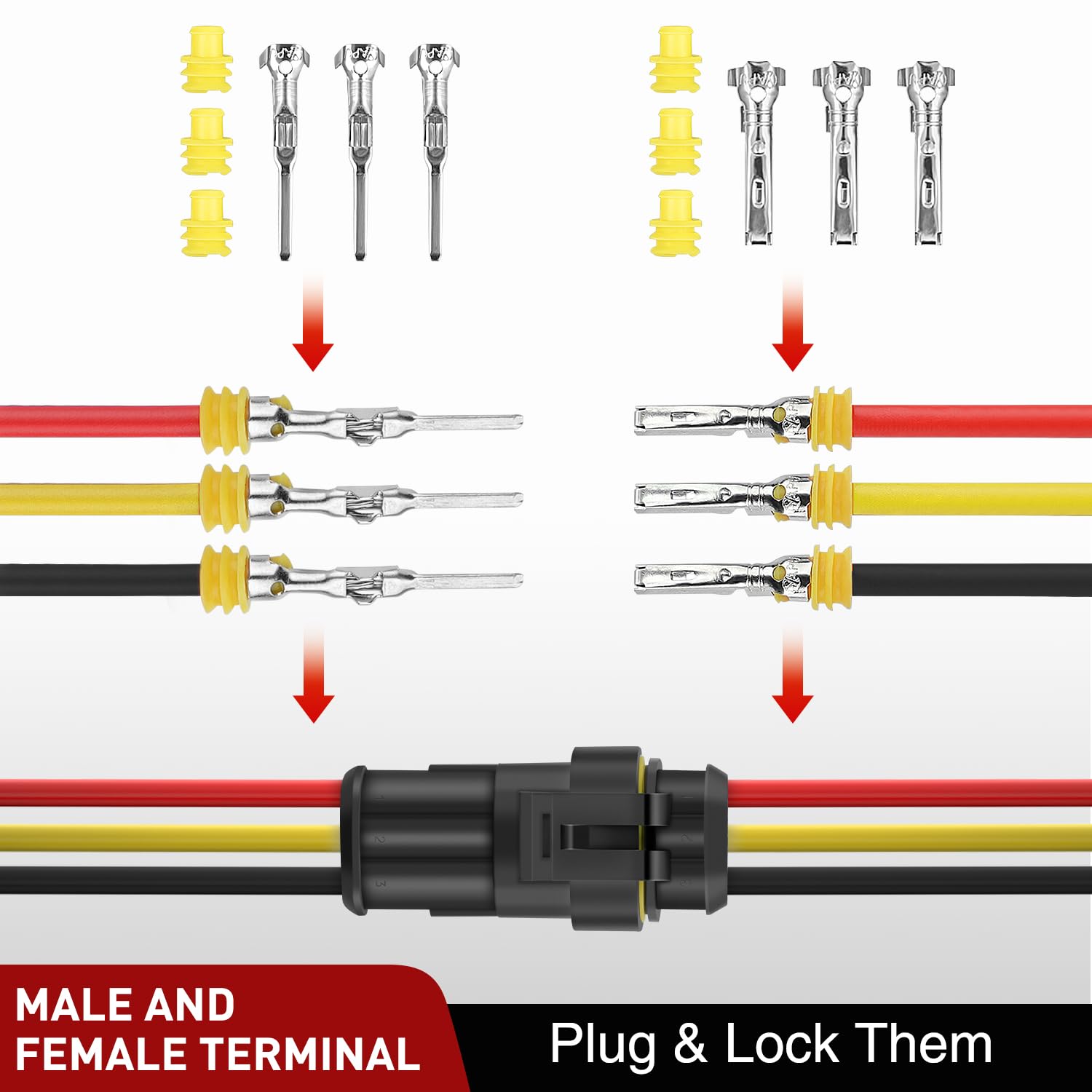 Nilight - Conector eléctrico de 622 unidades, 1, 2, 3, 4, 5, 6 pines, conector macho hembra de conexión rápida, impermeable, para coche, camión, motocicleta, barco marino, 43 juegos