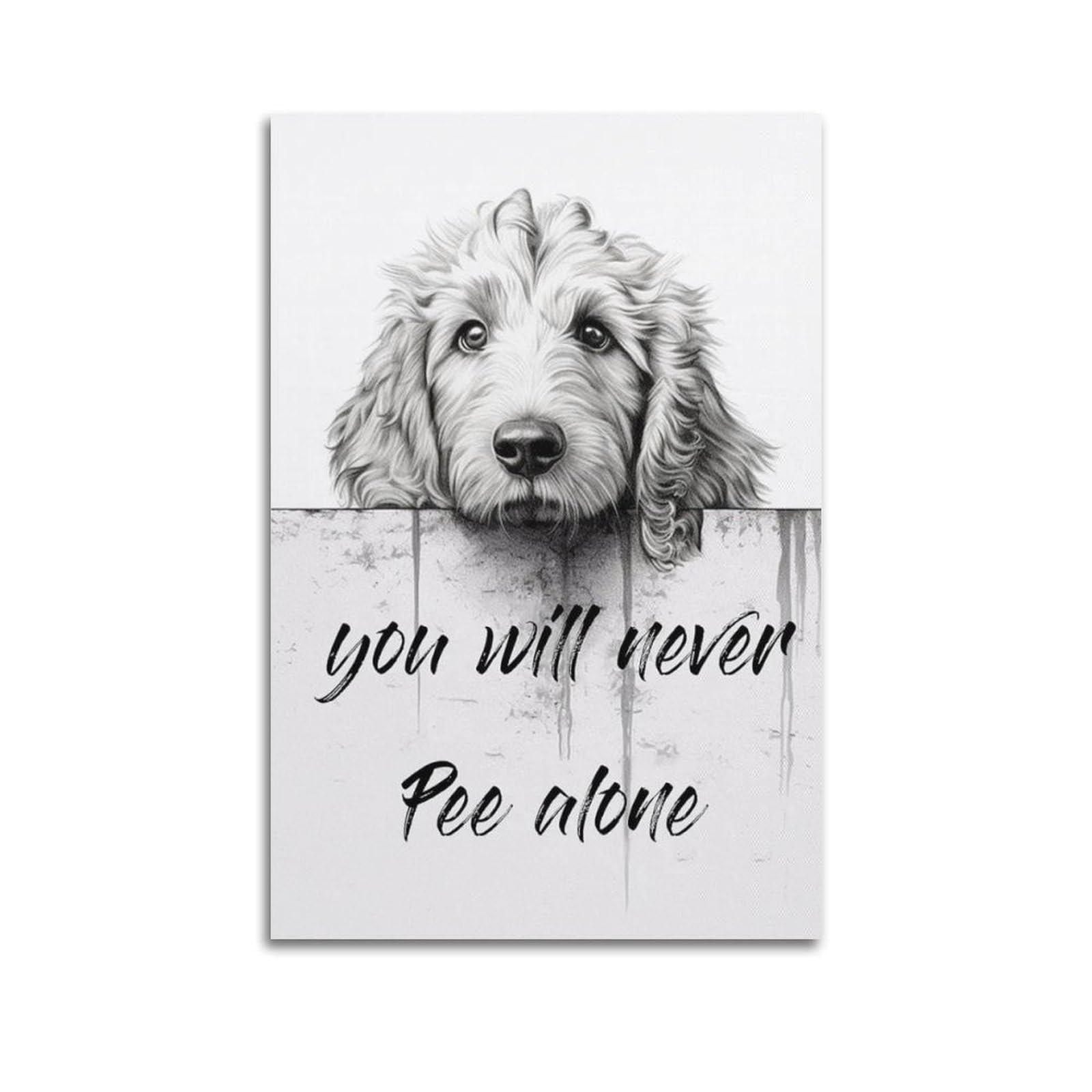 Lvalogy Animal Bathroom Goldendoodle You Will Never Pee Alone Art Poster