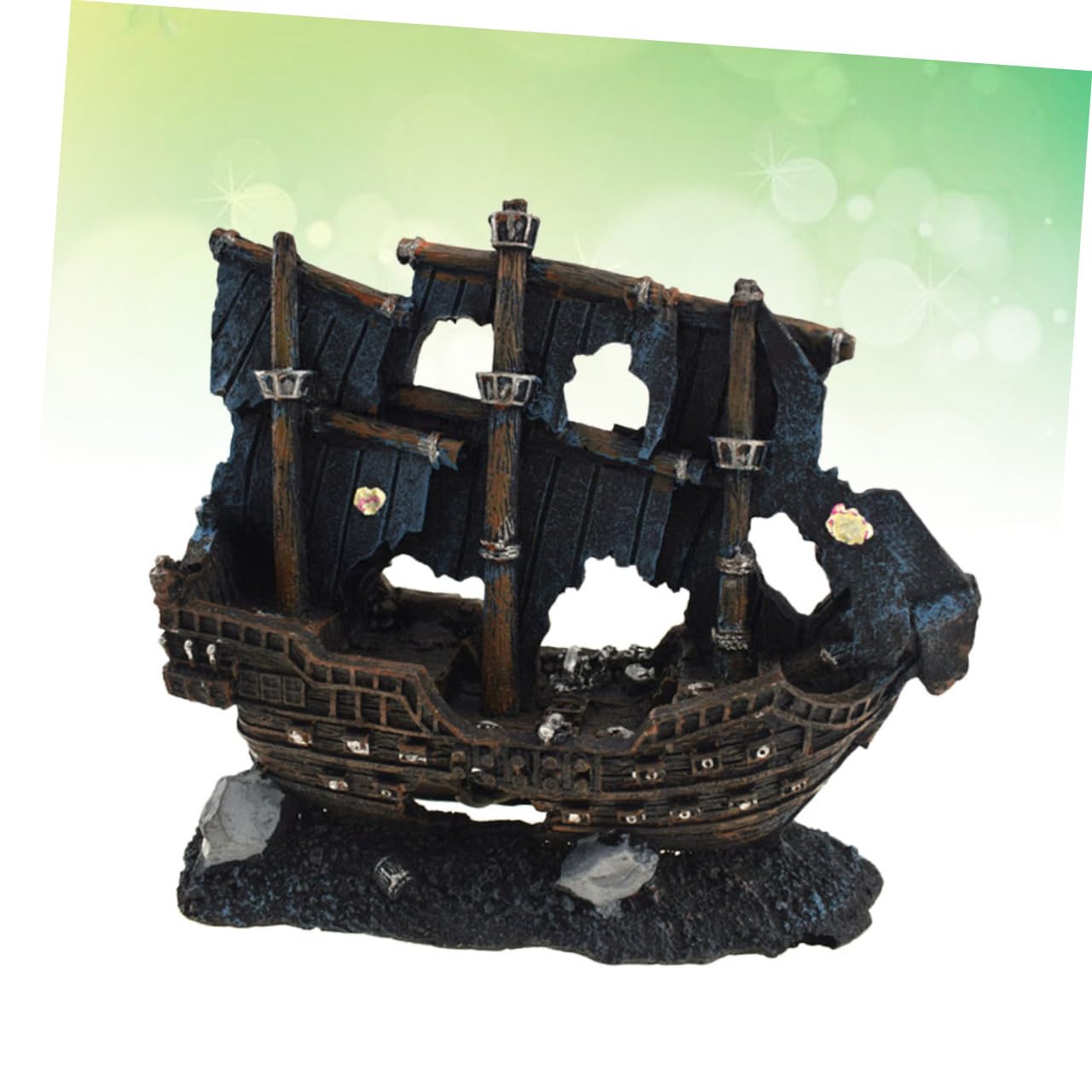 Happyyami coulé Artificiel cassé pour Aquarium Ornement de Maison d'animal familier de Reptile Poisson Ornements décor pour Aquariums Aquarium Bateau Maison cachette