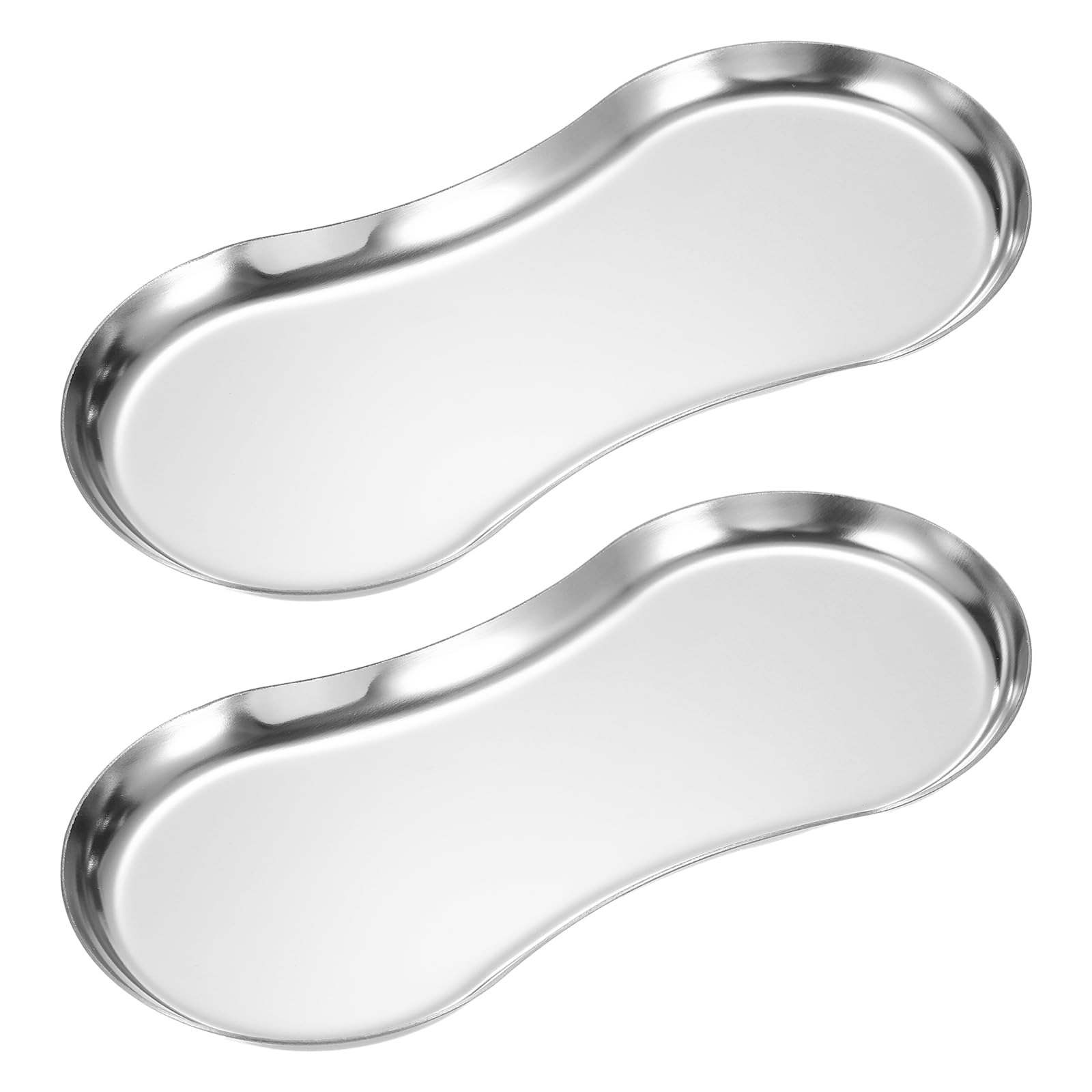 uxcell Stainless Steel Decorative Tray, 7.1" x 3.3" Glass Serving Tray Metal Decorative Plate for Coffee Table Centerpieces Jewelry Cosmetic Bathroom Organizer, Silver