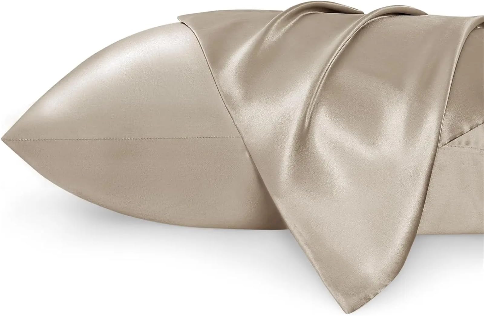 2PCS Satin Pillowcase for Hair and Skin Silky with Envelope Closure For women(Khaki,51x91 cm)