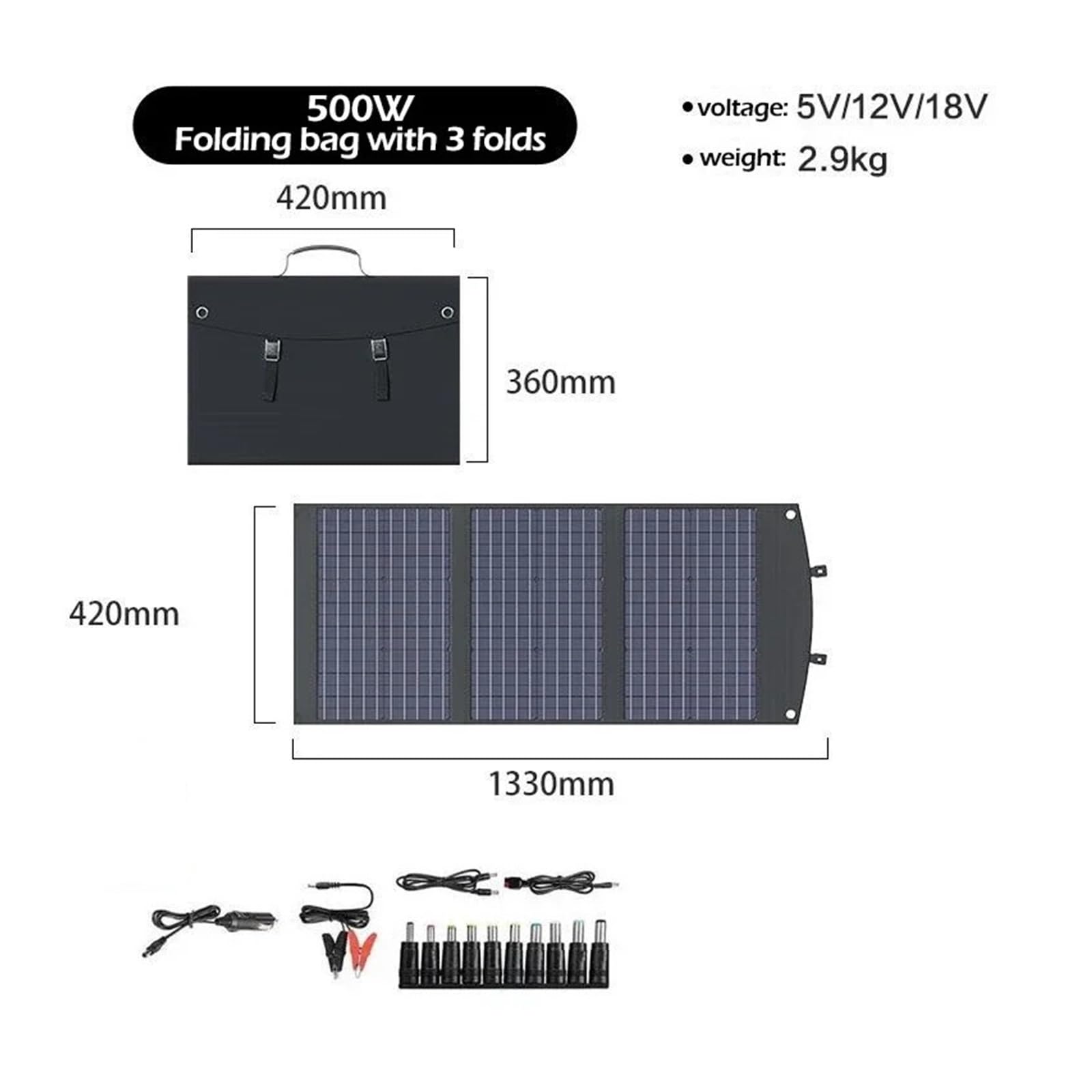 Panel Solar Kit De Panel Solar Plegable Multiescenario: Flexible, Eficiente | 500W