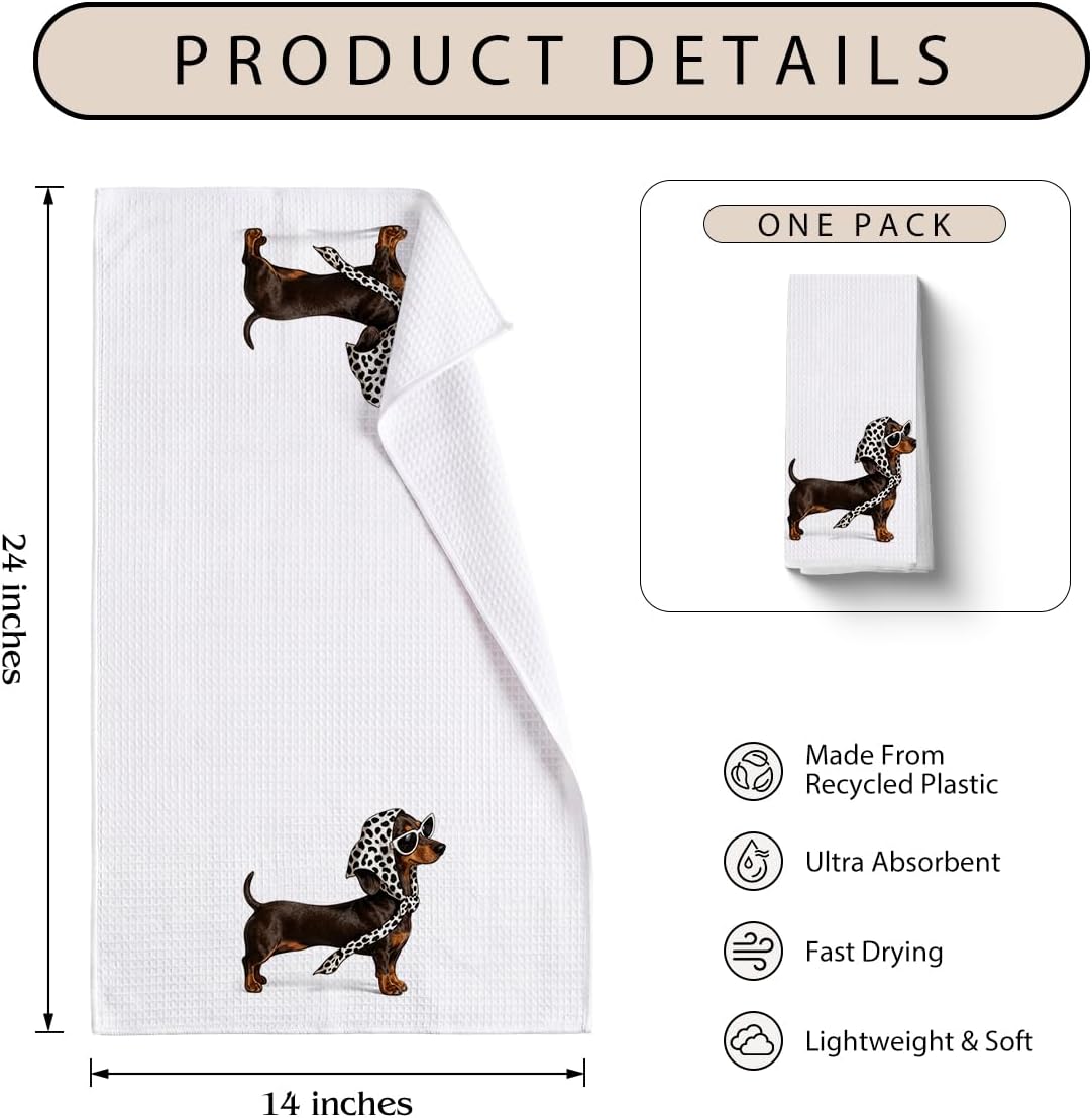 Funny Dachshund Kitchen Towels, Winner Dog Tea Dish Towels 14 x 24 Inch image 2