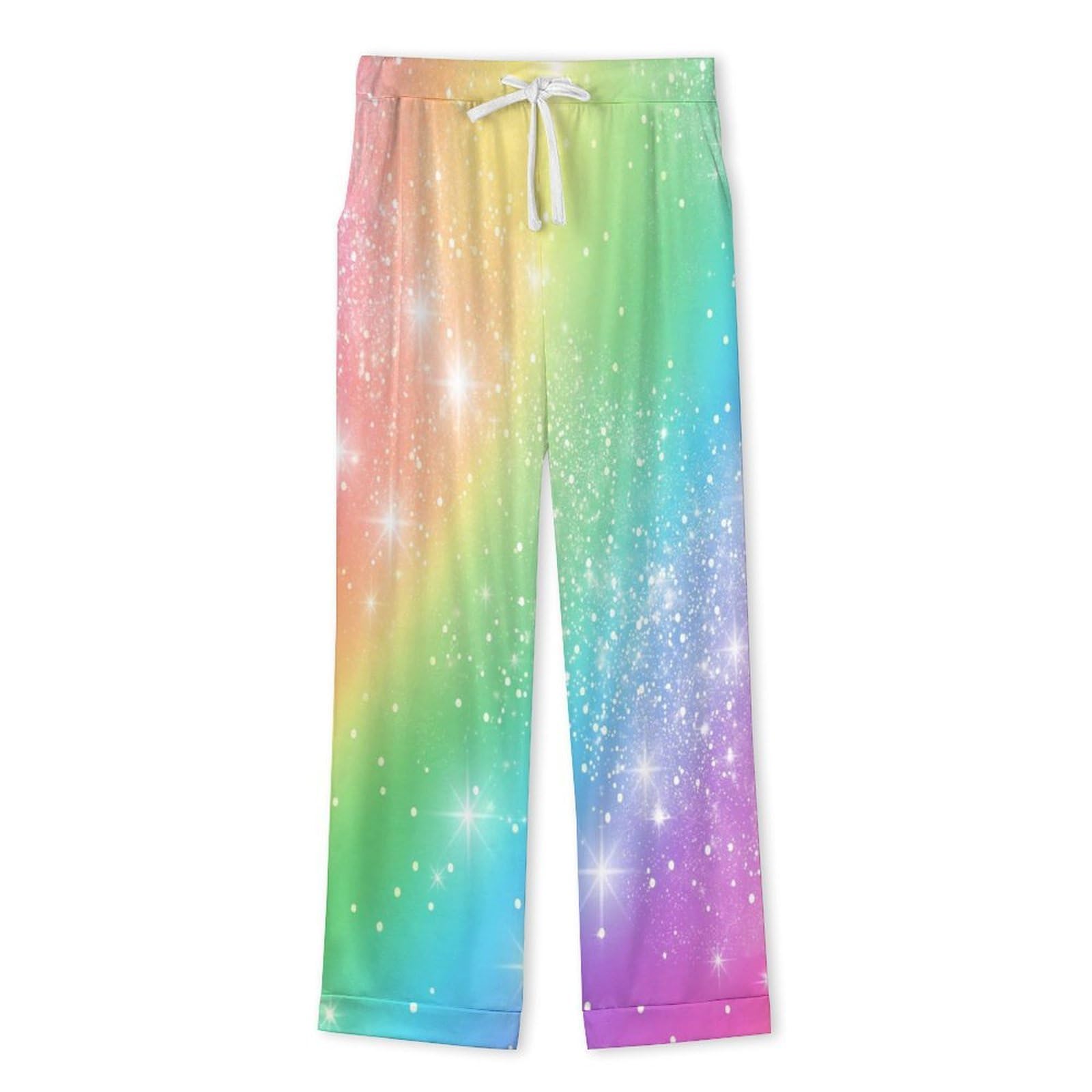 OLEETS Completo Pigiama da Uomo 2 Pezzi - Cielo Stellato Colorato Pigiama Invernale Casual Morbido da Notte Completo con Top E Pantaloni A Maniche Lunghe 2 Pezzi Pigiama Largo