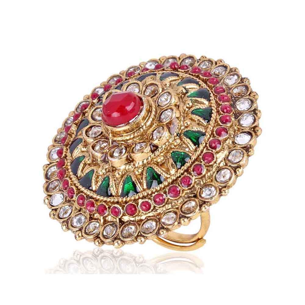 Shining Diva Fashion Gold Plated Ring for Women (Multicolor, 6683r)
