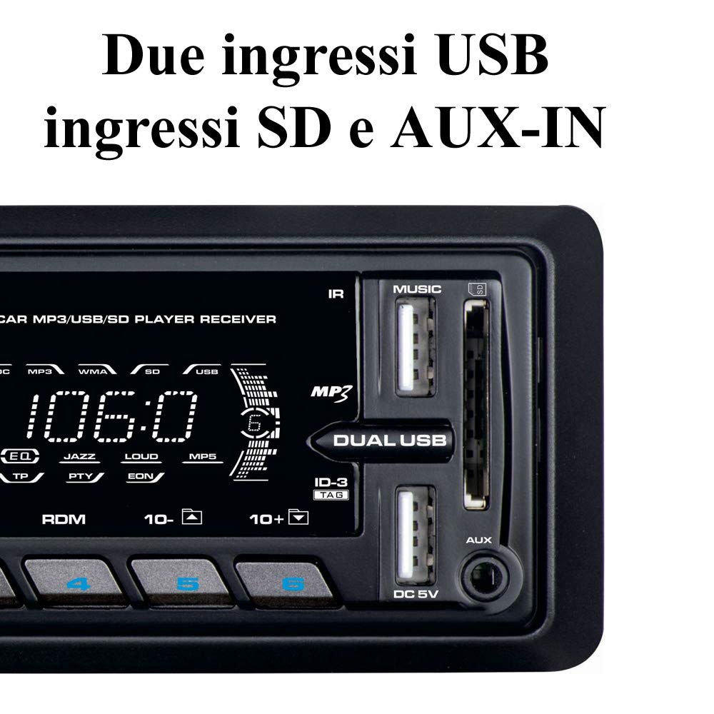 Majestic DAB-442 BT - Autoradio RDS FM stereo/ DAB+ PLL, Bluetooth, Doppio USB, Ingressi SD/AUX-IN, 180W (45W x 4ch), Nero