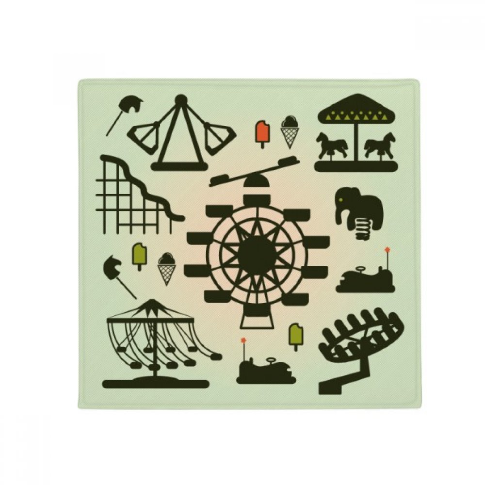 Tapis de sol anti-slip mat vert silhouette parc d'attractions pour animaux
