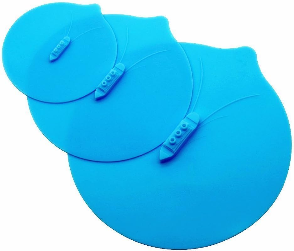 THERESAS TRADING Steamship Silicone FDA-approved BPA Free Steamer Lid-Food Steaming Pot Lids and Bowl Covers - Pack of 3