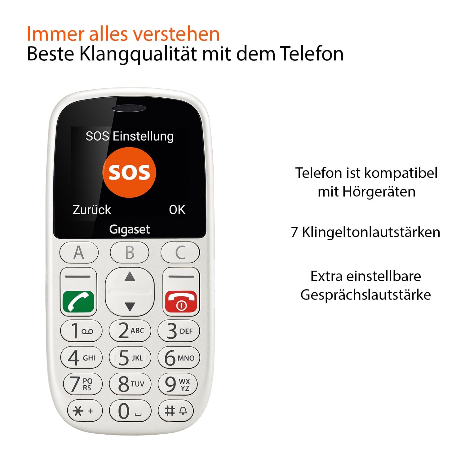 Téléphone Gigaset Smart SOS + Phone - Alarme Pour Personne Seule - Blanc - NEUF