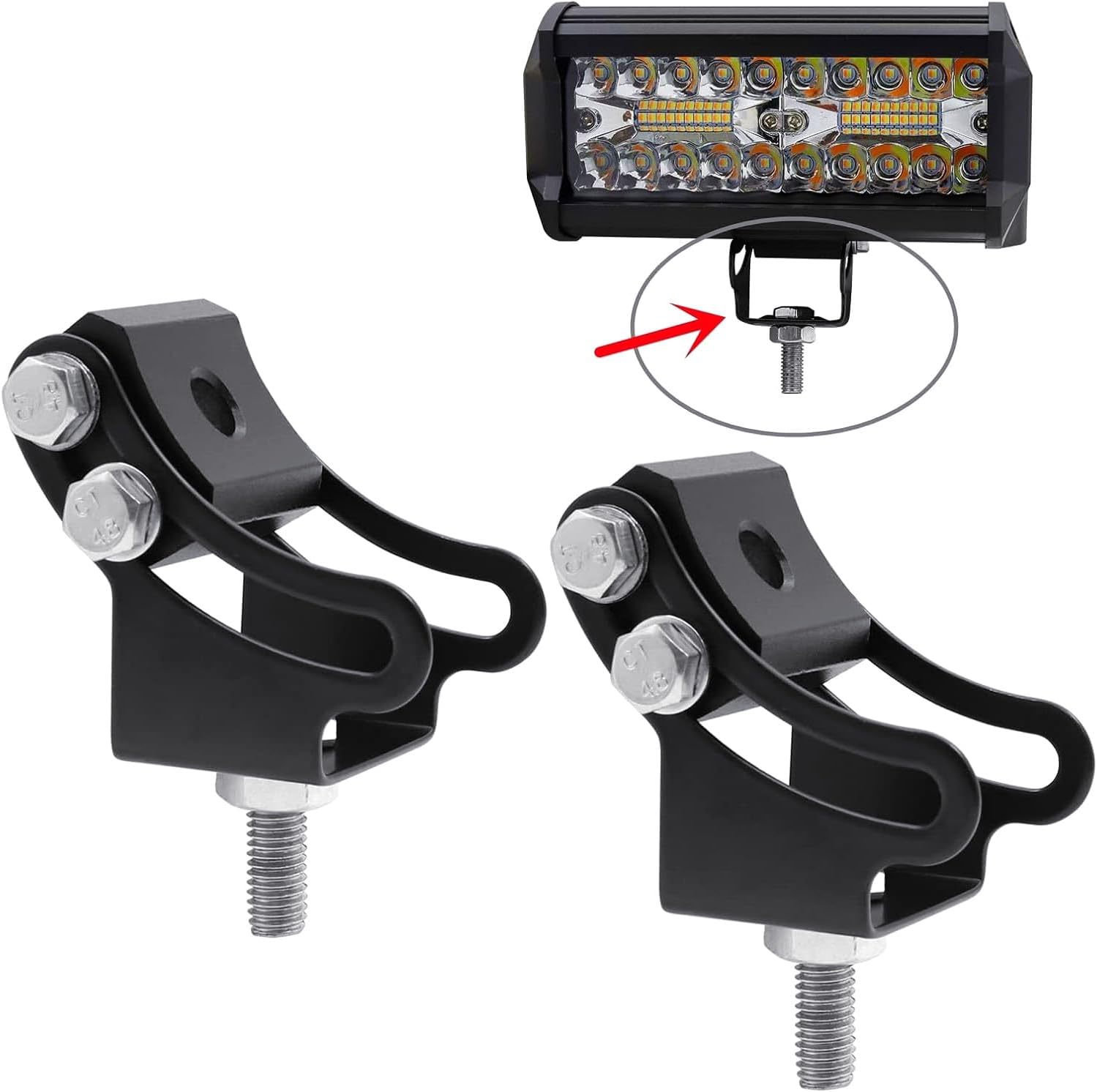 Adjustable Angle Slide Brackets for Most Light Bar, AL Alloy Offroad Light Reposition Bracket Work Lights Pod Lights Base Bracket Kit for Off-Road ATV Pickup Dark Grey