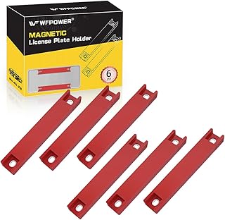 6 Pack Premium Magnetic Demo Tag, Red Rubber Coated Temp Tag Holder for Car Dealer License Plates on Test Drives, Magnetic License Plate Holder Temporary License Plate Magnet for Car (6Pcs Red)