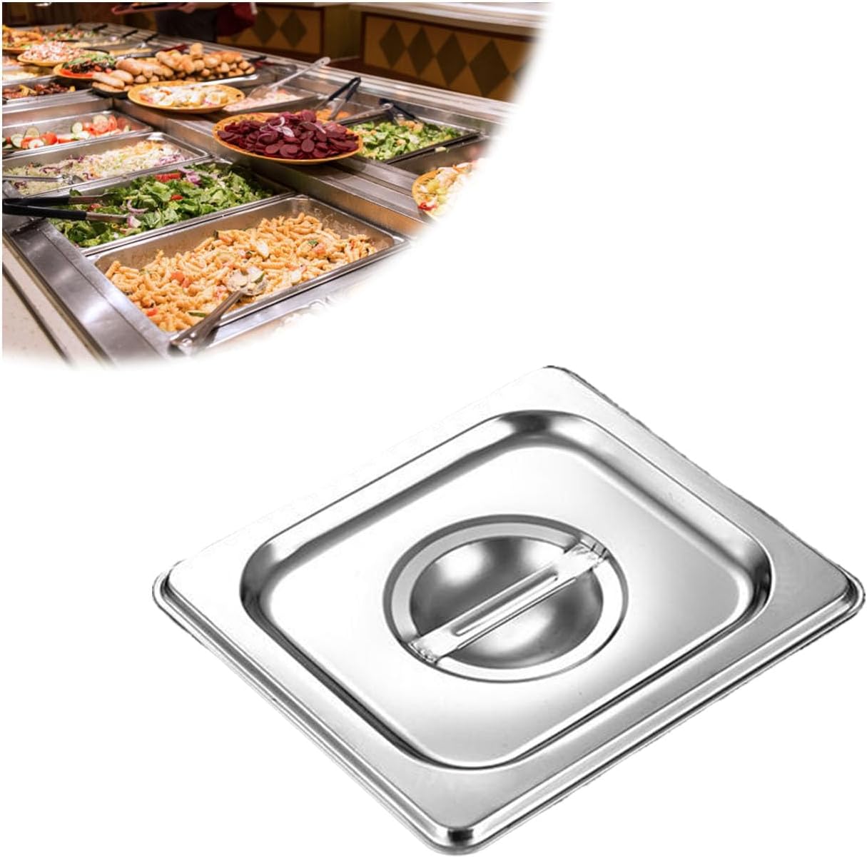 1/3（32.5 * 17.5cm）,lid,Stainless Steel Chafing Water Pan,Hotel Steam Table Buffet Oblong Pan,Commercial Deep Catering Food Pan