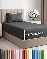 Vista 136 de Juego de sábanas Queen de bolsillo extra profundo, sábanas transpirables y refrescantes de 4 piezas, juego de sábanas de lujo de hotel, ultra suave