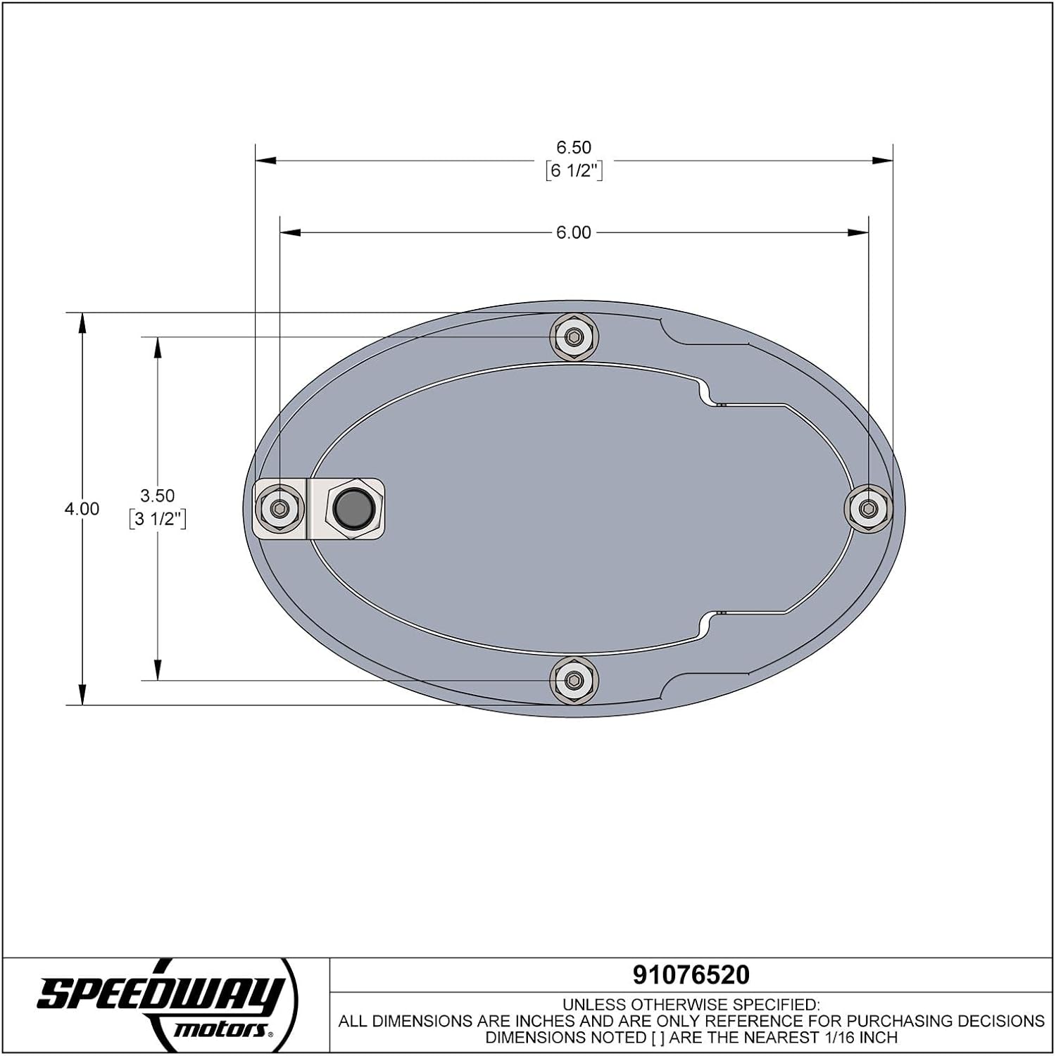 Speedway Motors Polished Billet Aluminum Oval Fuel Fill Filler Door Universal Flush Mount Access Panel with Hardware for Pickup Beds or Flat Surfaces 6.5 x 4.25 Inch