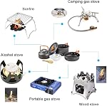 Overmont Camping Cookware Mess Kit, Portable Camping Cooking Set for Backpacking, Outdoor Hiking and Picnic Pot Pan Kettle Bowl Plate