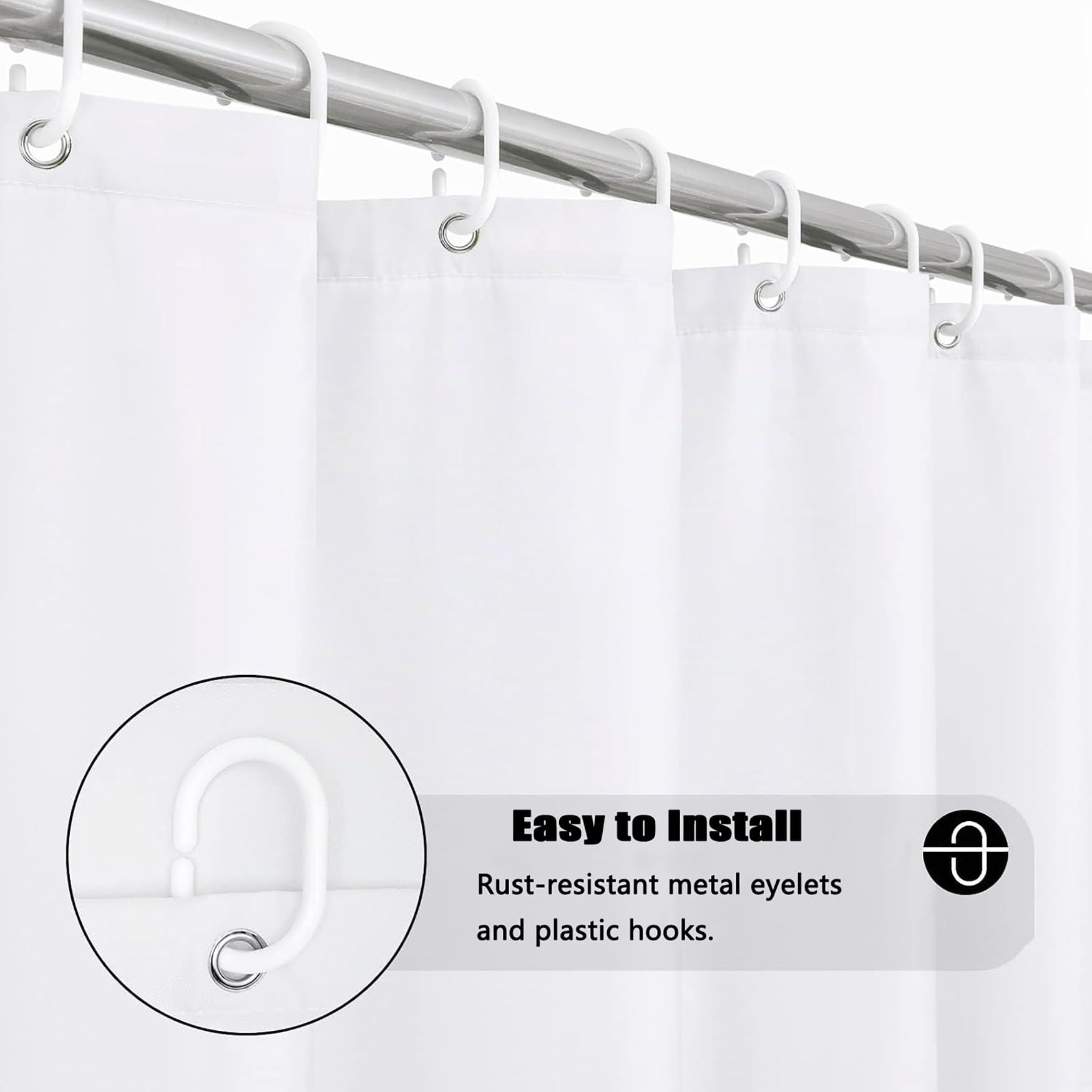 Rideau de Baignoire 220 x 100 cm Protection Eau Facile Nettoyer Durable Résistant Moderne Rideau de Douche Anti Moisissure Lavable pour Baignoire Ou Salle de Bain, Blanc