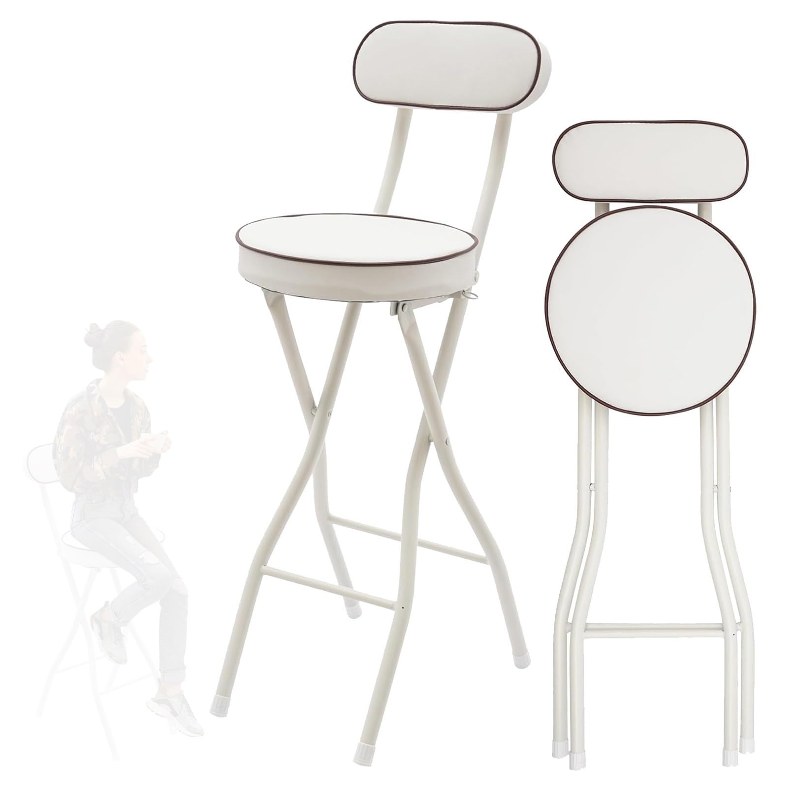 Chaise de bar pliante gain de place blanche 55cm pour petit balcon et véranda