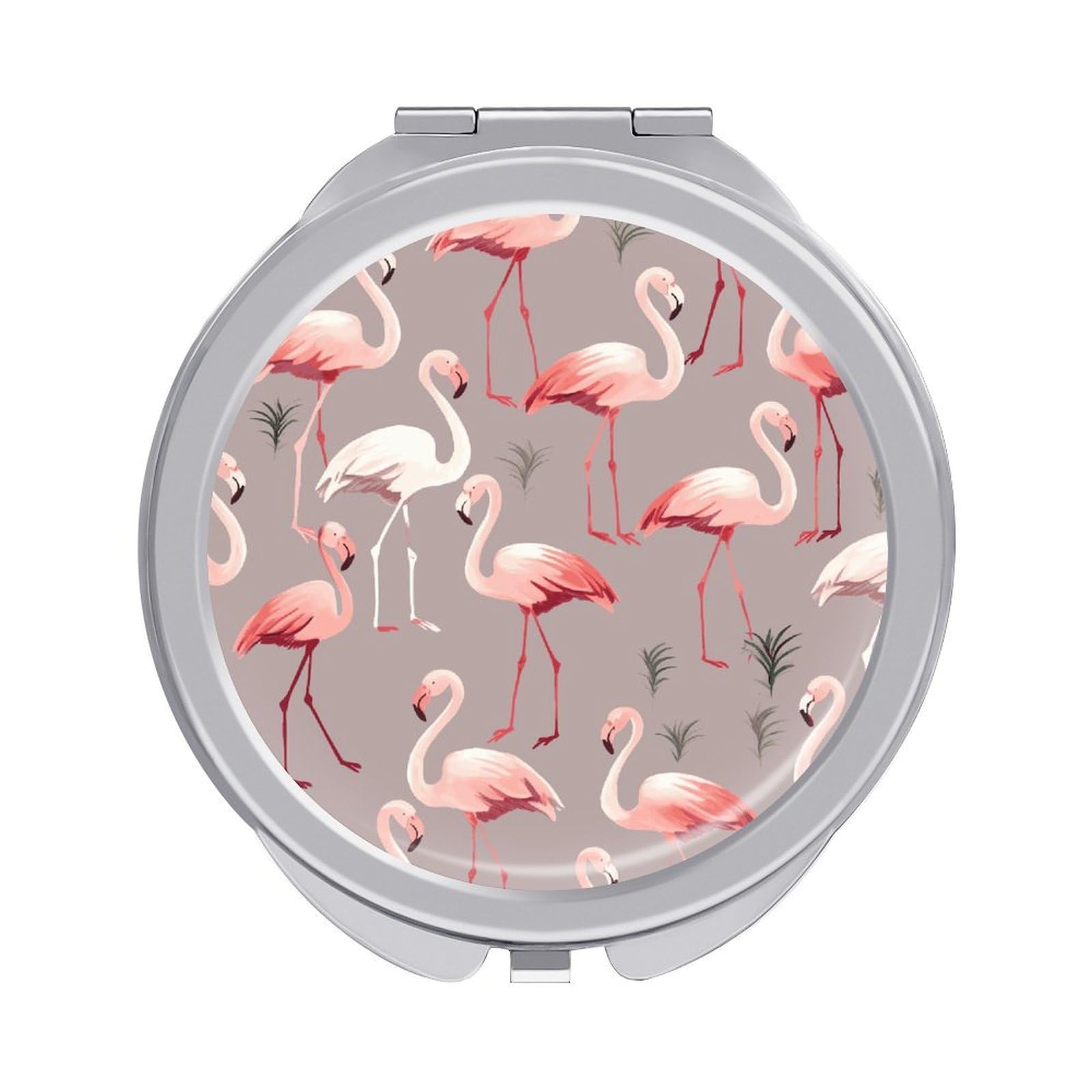 FekiLoot Pink Flamingo Pattern Travel Makeup Mirror 2 X /1 X Magnifying Slim Pocket Mirrors Compact for Purse Travel Makeup Mirrors for Pocket, Handbag, Purse Women Gift