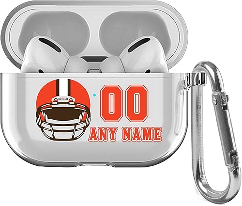 Miniatura 7 de Funda transparente para casco de fútbol con nombre personalizado para Airpods Pro 21 y 3 generación, funda protectora de carga de TPU suave con