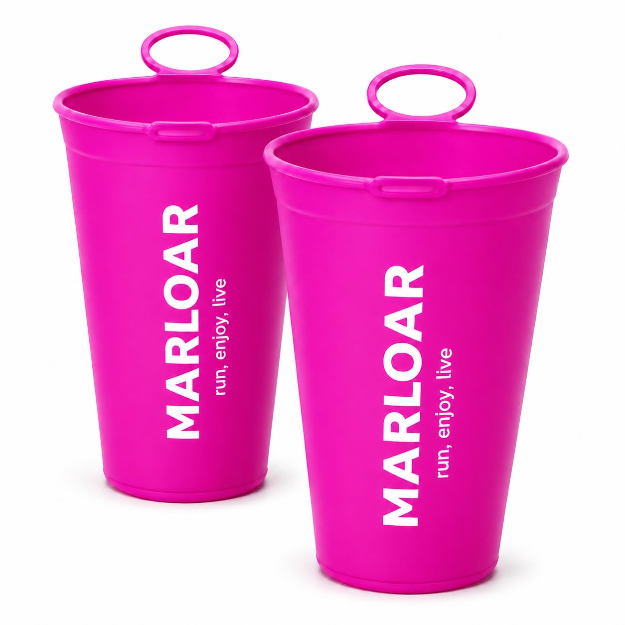 MARLOAR Folding Cup Trail Running Pack 2, 200 ml, Soft Cup Pink Reusable and Flexible, Trail Running Cup for Running, Hiking, Hydration, Running and Outdoor Activities