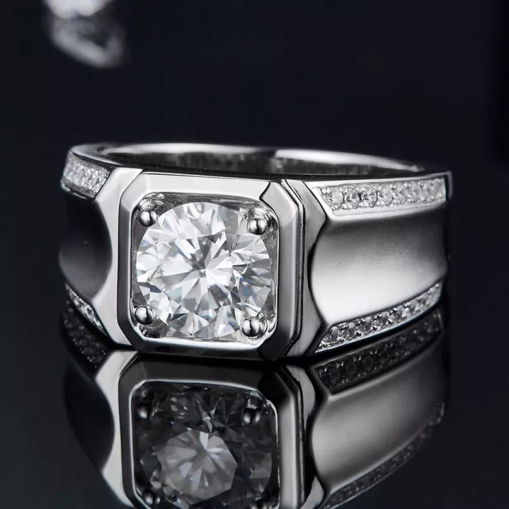 925 Sterling Silber D Farbe Moissanite Verlobungsdiamantringe für Männer Funkelnde Hochzeitsschmuck Geschenke