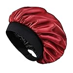 Hat Hut Satin Bonnet Silk Bonnet Sleep Cap for Women Hair Bonnet for Curly Natural Hair Sleeping Adjustable Wide Band Double Layer (Burgundy)