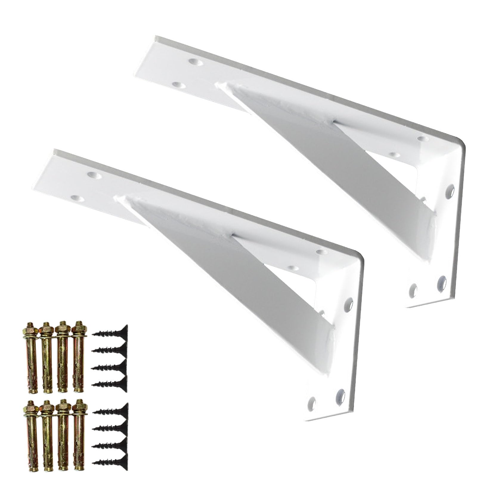 2 Piezas Escuadras para Estanterias Metalicas,Soportes de Estante Flotante,Soportes Triangulares de 90 Grados Angular de Montaje en Pared Pesados,con Tornillos (25cm x 10cm,Blanco)