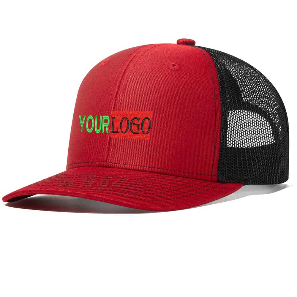 Unisex Red Black Primedealsday Embroidery Custom Logo Trucker Hats For Men Adjustable Snapback Mesh Cap Outdoors Baseball Dad Cap