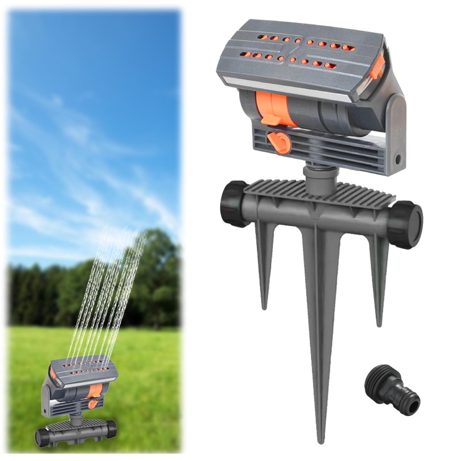 Viereckregner 16 Loch Rasensprenger für Kleine Flächen, 35 M² Rasensprenger Viereckregner Fächerspray Einstellbarer Wasserdurchfluss Rasensprinkler Rasenbewässerung & Sprinkleranlage für Garten Rase