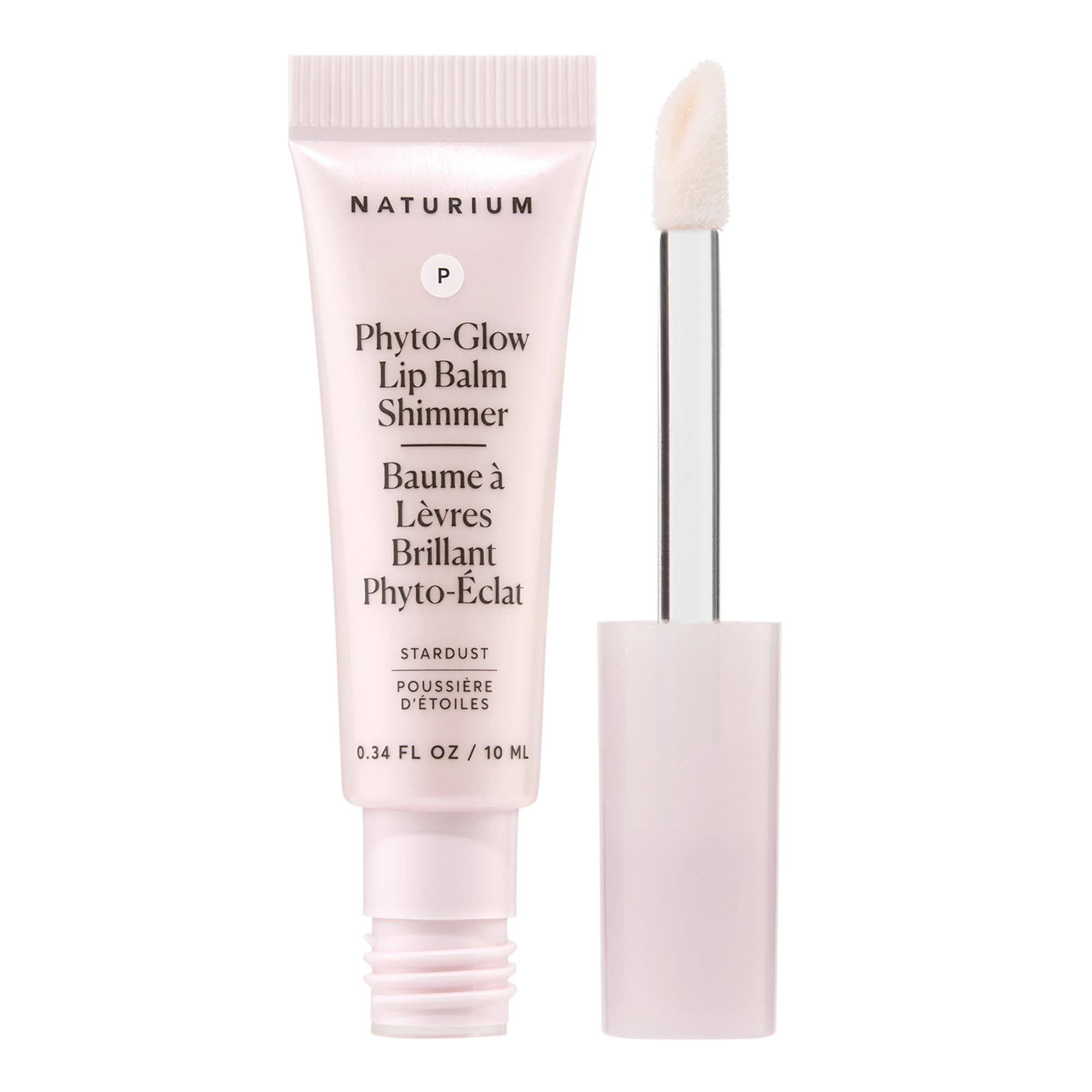 Naturium Phyto-Glow Lip Balm Shimmer, Nourish & Hydrate Lips with Shea, Cupuaçu Butter, Plant Squalane and Geodiamond Pearls, 10 ml / 0.34 fl oz, Shade: Stardust