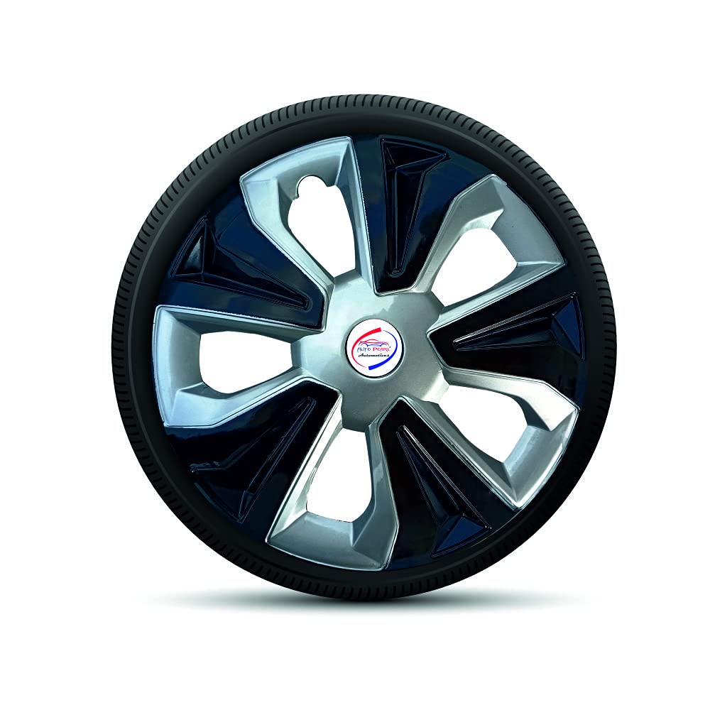 Auto Pearl - Premium 12" inch | Set of 4 Pcs | Press Type Hubcap Wheel Cover Replacements for OEM Steel Wheels ABS with Retention Ring | - for Alto 800 2016|(Color :- Black Silver) - Image 6 thumbnail