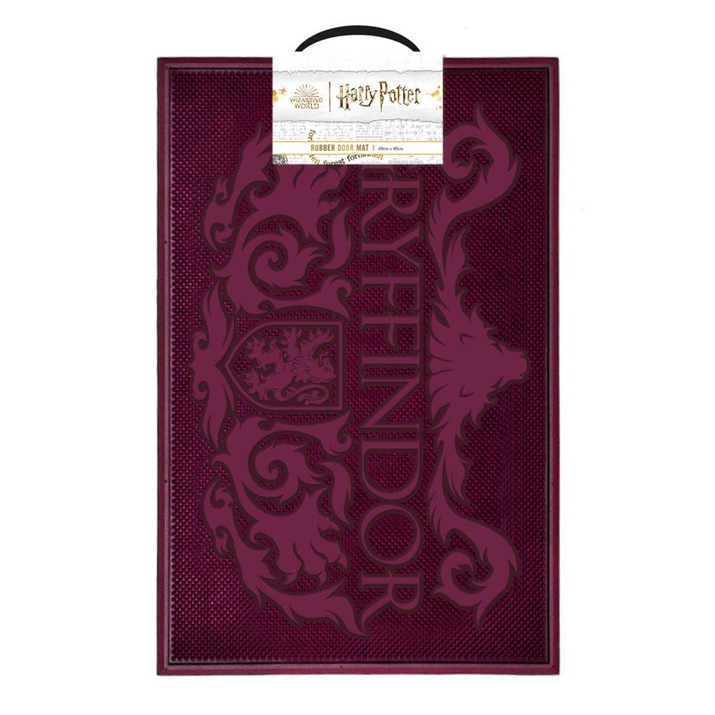 Harry Potter Felpudo para Puerta (diseño de Gryffindor) 40 x 60 cm, Alfombrilla de Goma, Regalos para Mujeres, Regalos para Hombres, Producto Oficial