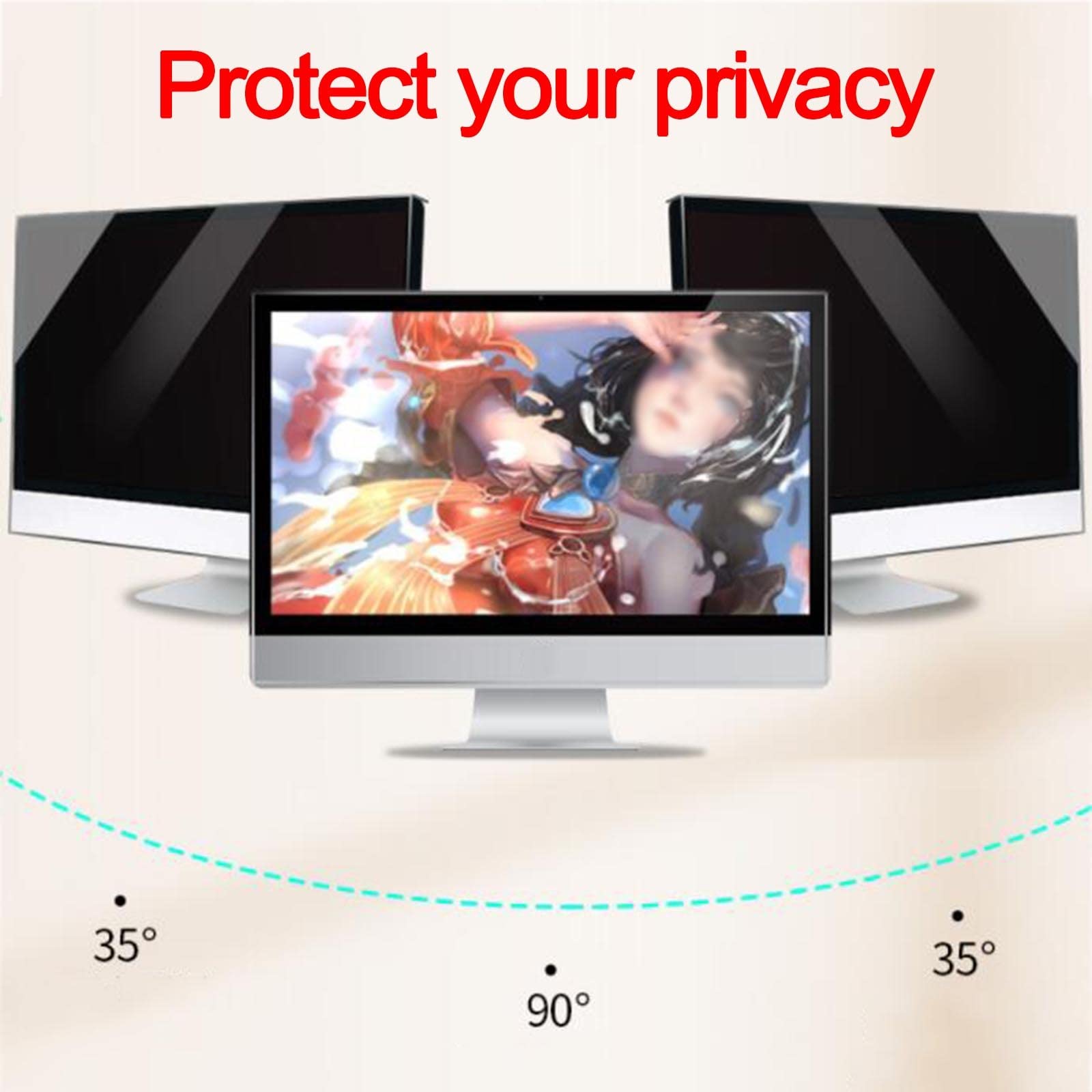 LIGUOYI Colgando Filtro De Privacidad, Protector De Pantalla para Monitor Ancha De Ordenador, Filtro De Pantalla con Antimicrobiano, Antirreflectante UV Y Antis Luz Azul, Antis-arañazos