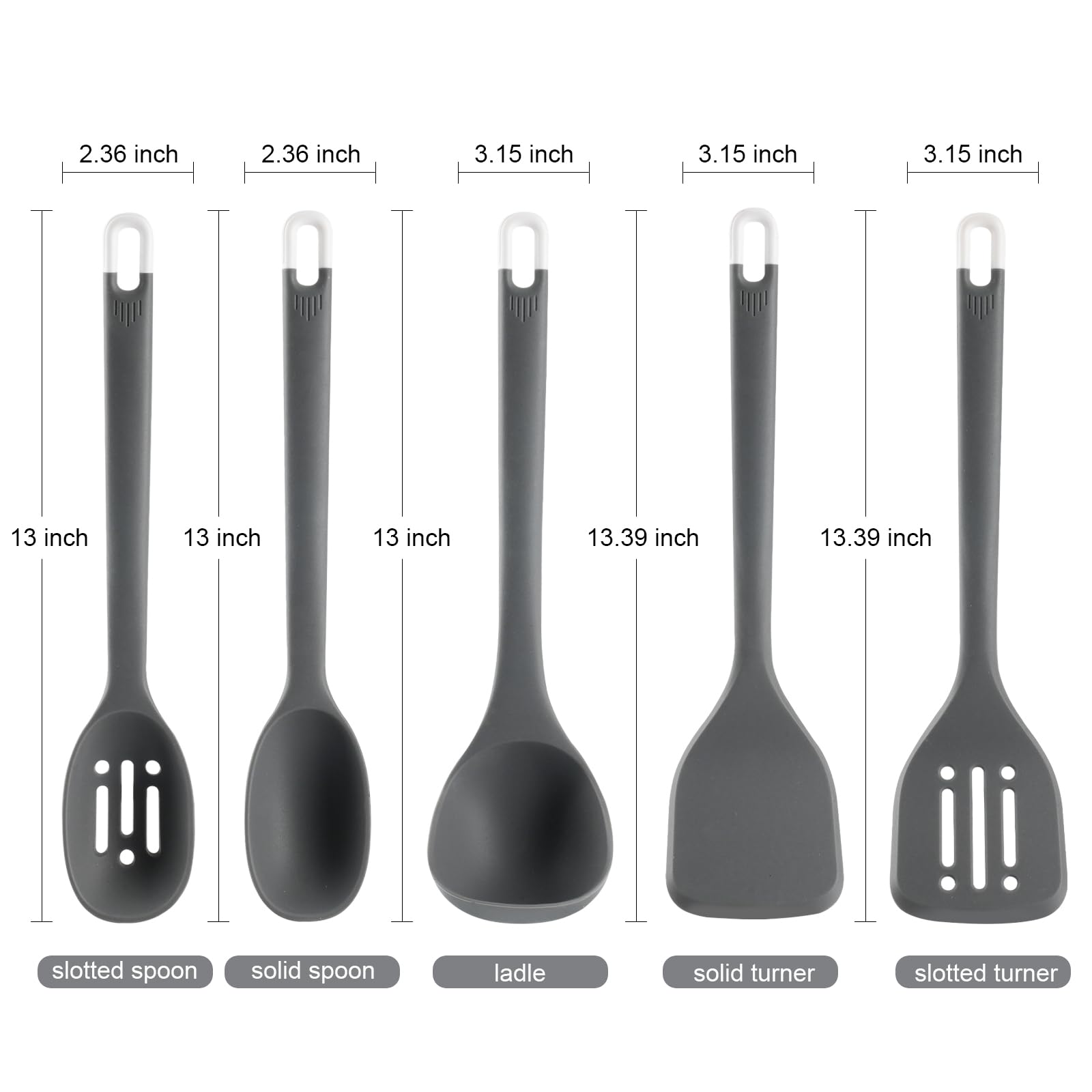MOACC - Juego de utensilios de cocina de silicona: resistentes al calor de 13.6 pulgadas de largo, sin BPA, accesorios de cocina de goma antiadherente para preparar alimentos, freír, servir, untar