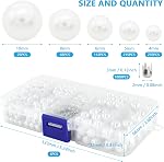 1670pcs White Pearl Beads with Rivet Studs, Pearl Setting Machine Accessories 5 Size no Holes Pearl Beads for DIY Crafts and Decoration