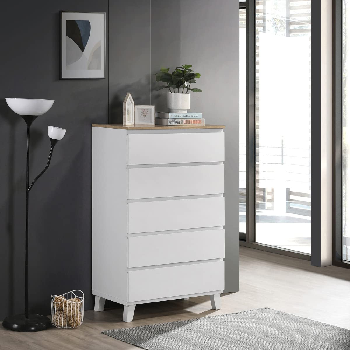 Home Box Kulltorp Plus Chest Of 5-Drawers With Legs 40 X 114.5 X 70 Cm White