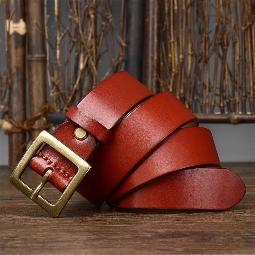 Pohullan Men Leather Belt Copper Buckle Belts Solid Casual Outdoor Belt Clothing Accessories3