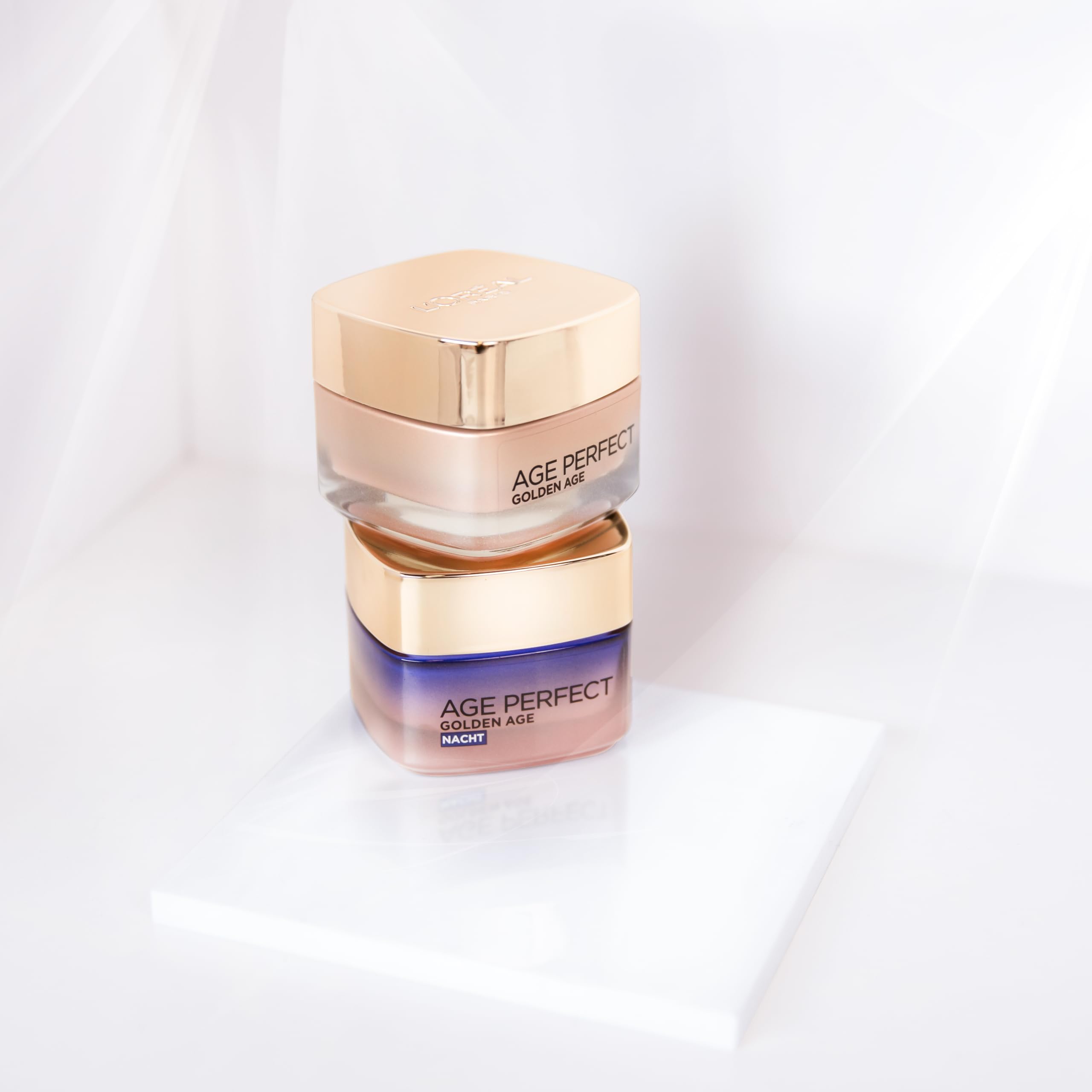 L'Oréal Paris Gesichtspflege Set, Age Perfect Golden Age, Anti-Aging Tagespflege und Nachtpflege, Festigung und Glanz, Für reife und fahle Haut, Mit Pfingstrosen-Extrakt, 2 x 50 ml