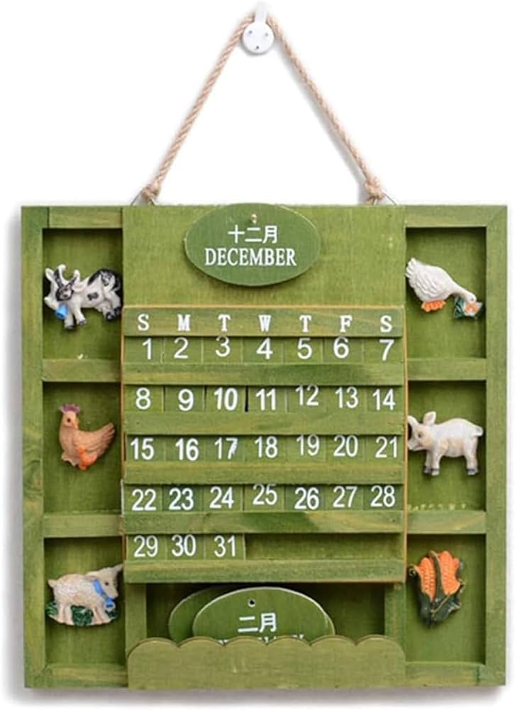 Amazon | インテリアアイデア木製カレンダー壁掛けDIYレトロ