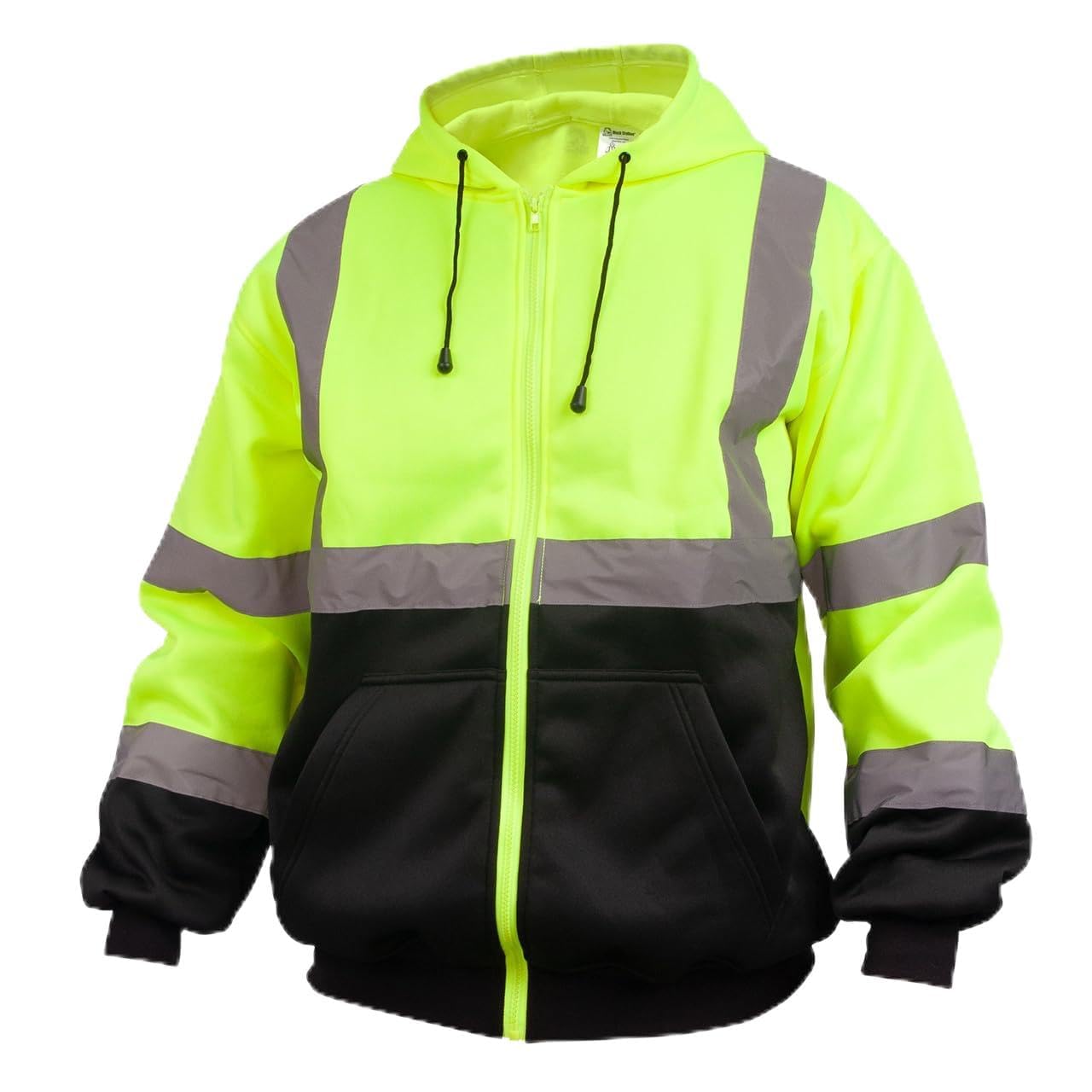 Black Stallion JS3050-LVLRG Hi-Vis Class 3 Poly Fleece Full-Zip Hooded Sweatshirt, Large