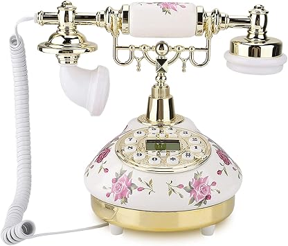Antique Telephone,Touch Dial MS-9101 Vintage Phone Ceramic Imitation Retro Telephone Old Fashioned Landline Telephones for Home Office Use